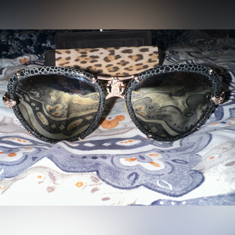 Roberto cavalli Leather and gold plated Sun glasses Limited edition